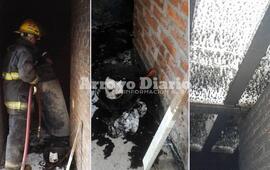 Imagen de Principio de incendio afect&oacute; a vivienda en construcci&oacute;n