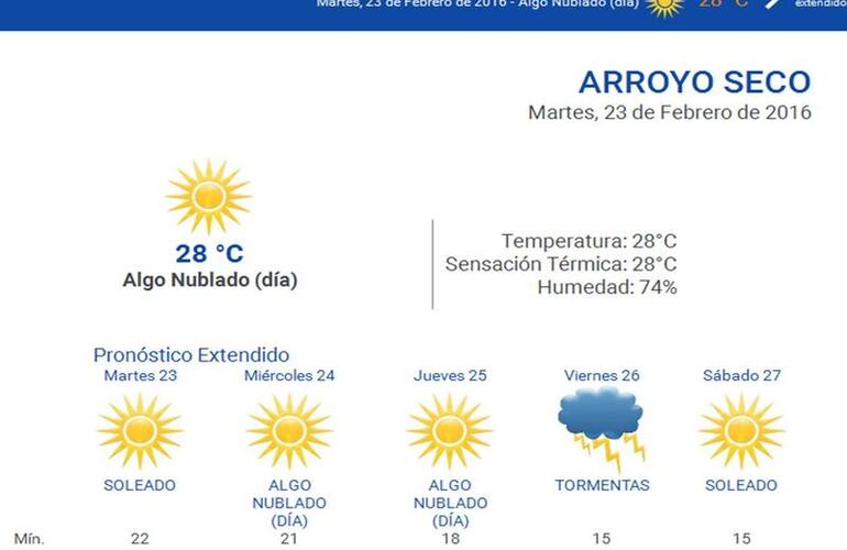 Consultá el pronóstico extendido en nuestro portal www.arroyodiario.com.ar