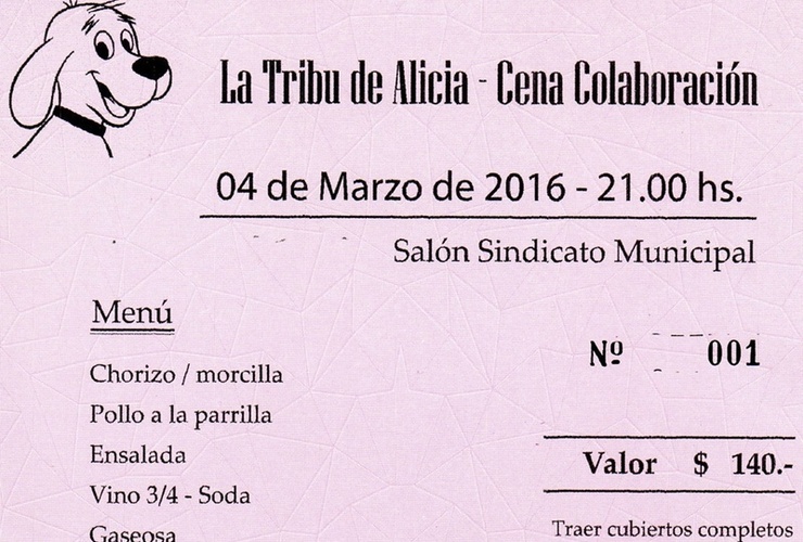 Imagen de Cena a beneficio de La Tribu de Alicia