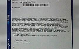 Facsímil de uno de los telegramas.