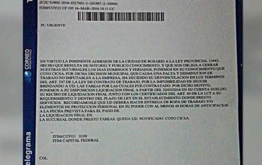 Facs&iacute;mil de uno de los telegramas.