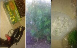 Algunos de los elementos que se hallaron en la vivienda durante el procedimiento policial.