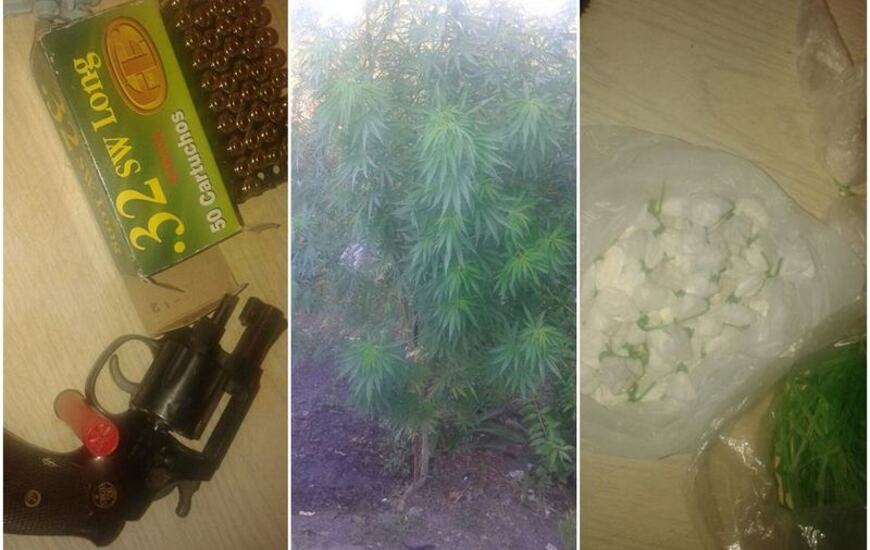 Algunos de los elementos que se hallaron en la vivienda durante el procedimiento policial.