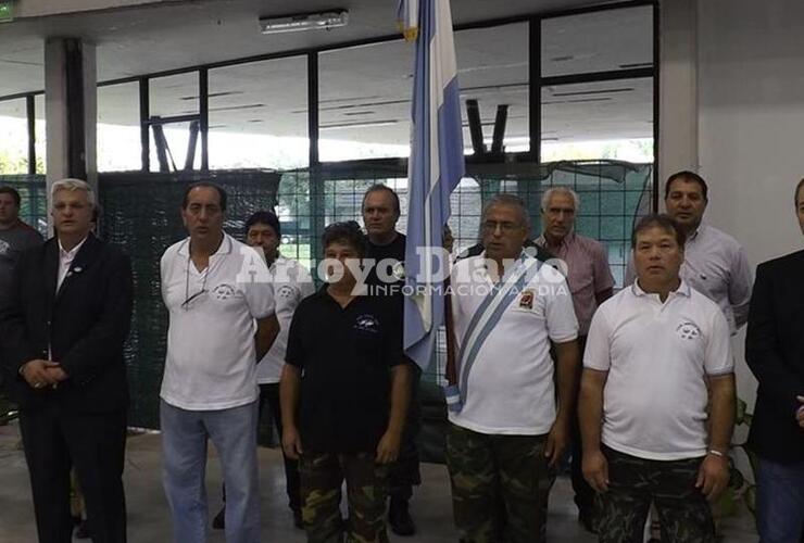 Los ex combatientes de Arroyo Seco durante del acto de este 2 de abril