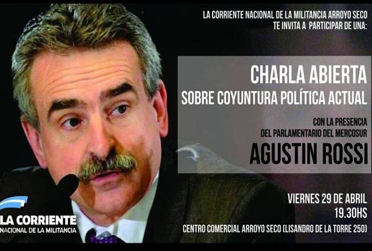 Imagen de Agustín Rossi brindará una charla en Arroyo Seco