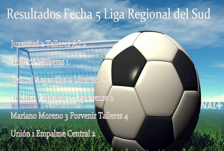 Imagen de Resultados Liga Regional del Sud Fecha 5