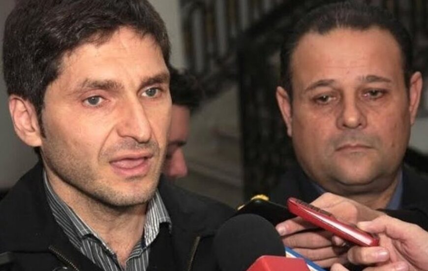 El ministro Pullaro junto al jefe policial Luis Bruschi. Foto: Ministerio de Seguridad
