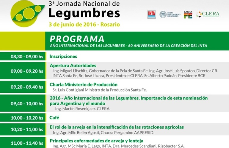 Completo. Al pie de esta invitación está el programa definitivo de la 3ª Jornada Nacional de Legumbres