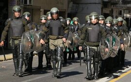 Gendarmer&iacute;a por las calles de la ciudad. Foto: Alan Monz&oacute;n/Rosario3.com