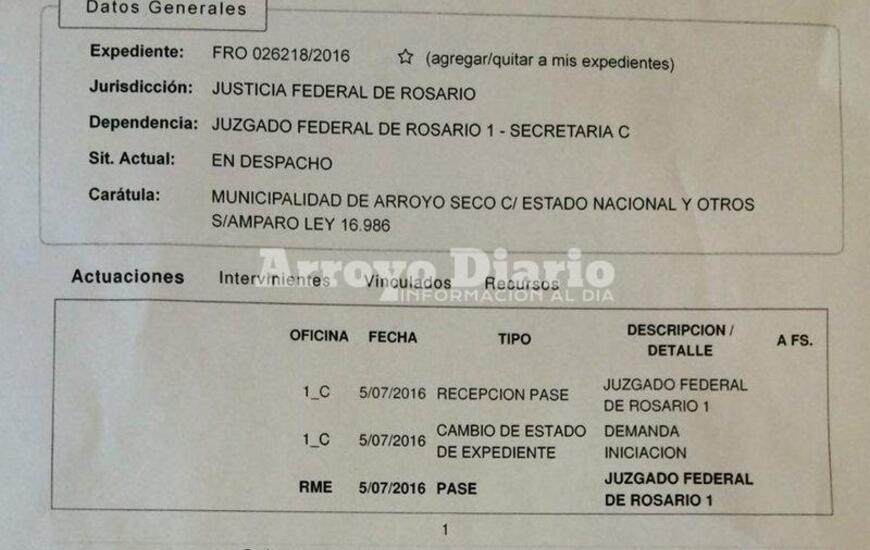 La copia de la medida cautelar que se present&oacute; esta semana en Rosario.