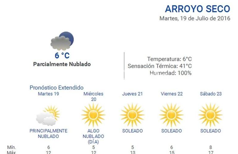 Consultá el pronóstico en nuestro portal durante las 24 horas del día. Ingresá a www.arroyodiario.com.ar