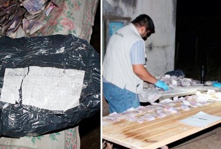 Imagen de Un misterio: una bolsa con medio millón de pesos y un extraño mensaje que apareció en un patio