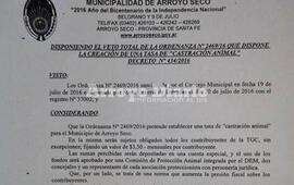 Imagen de Veto total a la ordenanza de la Tasa de Control Animal