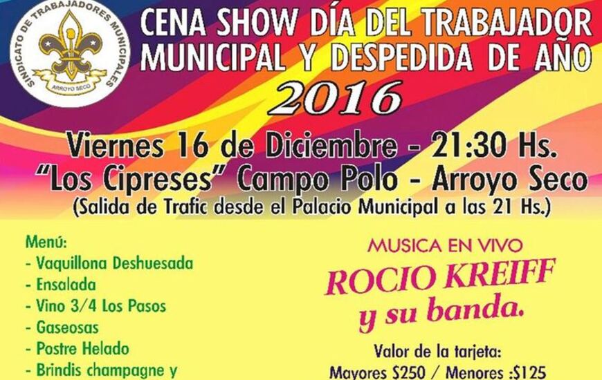 Imagen de Cena  Show Día del Trabajador Municipal y Despedida de Año 2016