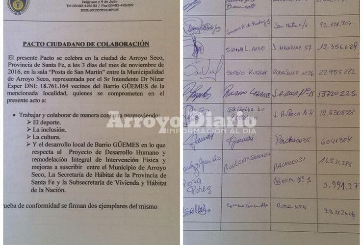 Imagen de Municipio y vecinos del Güemes firmaron Pacto de Colaboración