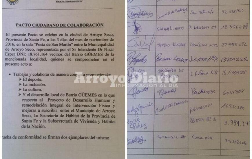 Imagen de Municipio y vecinos del Güemes firmaron Pacto de Colaboración