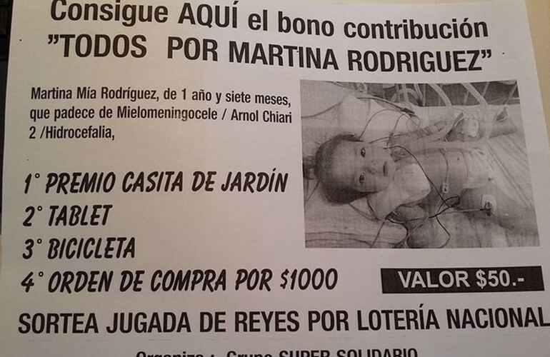 Imagen de Bono contribución: "Todos por Martina Rodríguez"