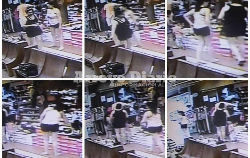 El video en secuecias. Así operaron las dos mujeres con el fin de sustraer la billetera que estaba sobre uno de los sillones.