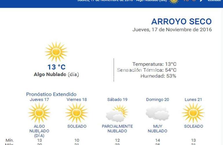 Las 24 horas. Consult&aacute; el pron&oacute;stico en nuestro portal durante las 24 horas del d&iacute;a. Ingres&aacute; a www.arroyodiario.com.ar