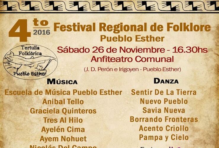 Imagen de Pueblo Esther invita al 4to. Festival Regional de Folklore