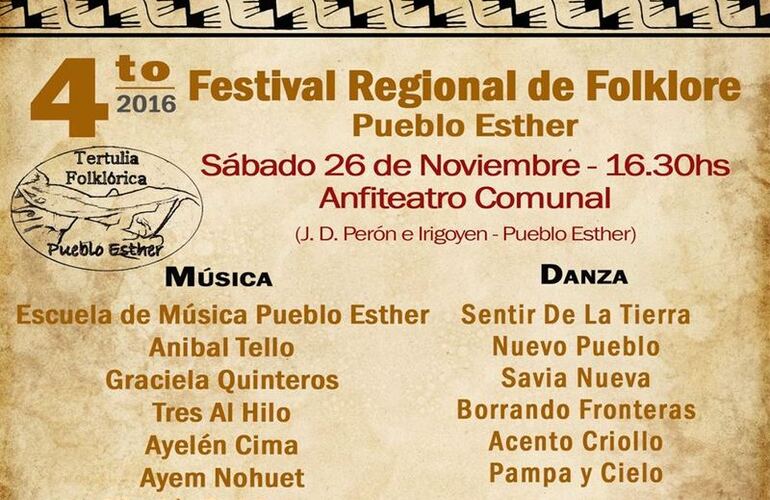 Imagen de Pueblo Esther invita al 4to. Festival Regional de Folklore