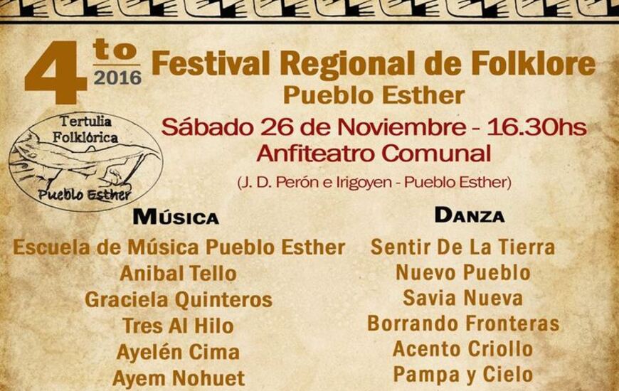 Imagen de Pueblo Esther invita al 4to. Festival Regional de Folklore