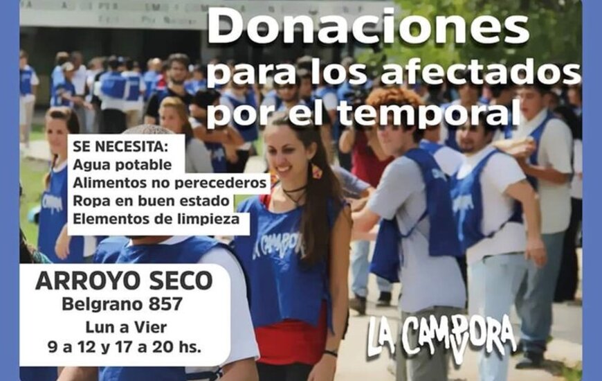 Imagen de Ayudar a los damnificados: �La C&aacute;mpora� tambi&eacute;n se sum&oacute; a la acci&oacute;n solidaria