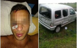 Impactantes. Las im&aacute;genes que circularon del chico golpeado y de uno de los veh&iacute;culos destrozados durante lo que fue la salida de la fiesta en el ASRC