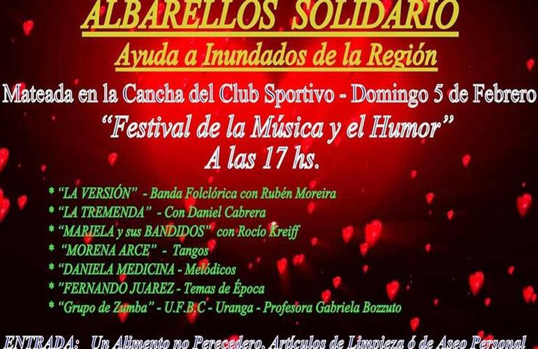 Imagen de En Albarellos: Evento solidario por los inundados de la región