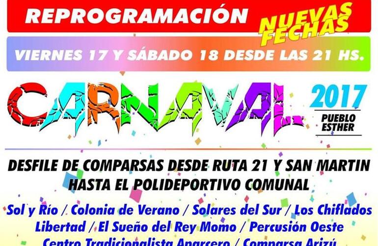 Imagen de Reprogramación Carnavales 2017 en Pueblo Esther