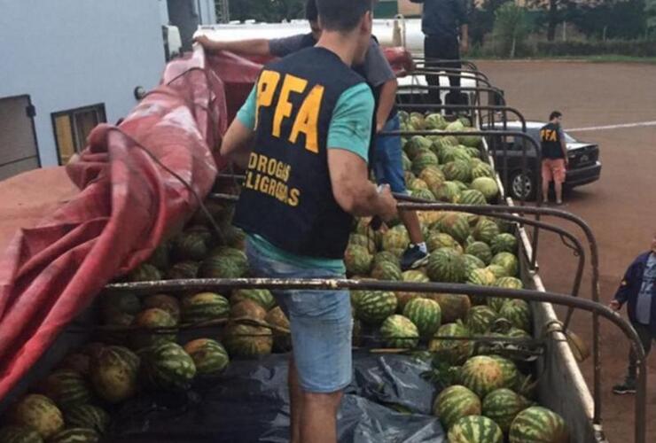 Secuestraron 7 toneladas de sandía con marihuana en su interior. Foto: Ministerio de Seguridad