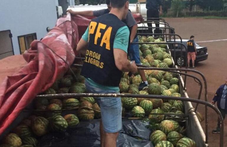 Secuestraron 7 toneladas de sandía con marihuana en su interior. Foto: Ministerio de Seguridad