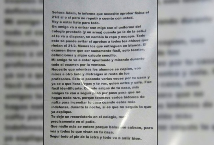 El mensaje intimidatorio que le envió un alumno a la docente de La Plata