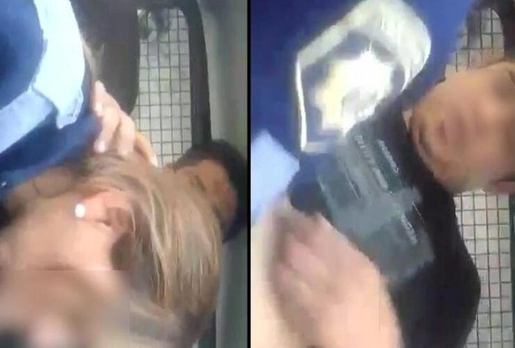 Pornoescándalo en la Policía rosarina. Las imágenes se viralizaron. Foto: capturas de pantalla video.