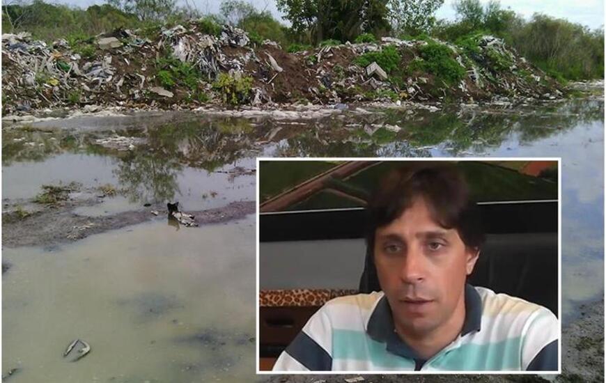 En la foto. Una imagen de la planta tomada por Fighiera Basta de Contaminación y publicada hoy en facebook; y por el otro lado el presidente comunal Rodolfo Stangoni.