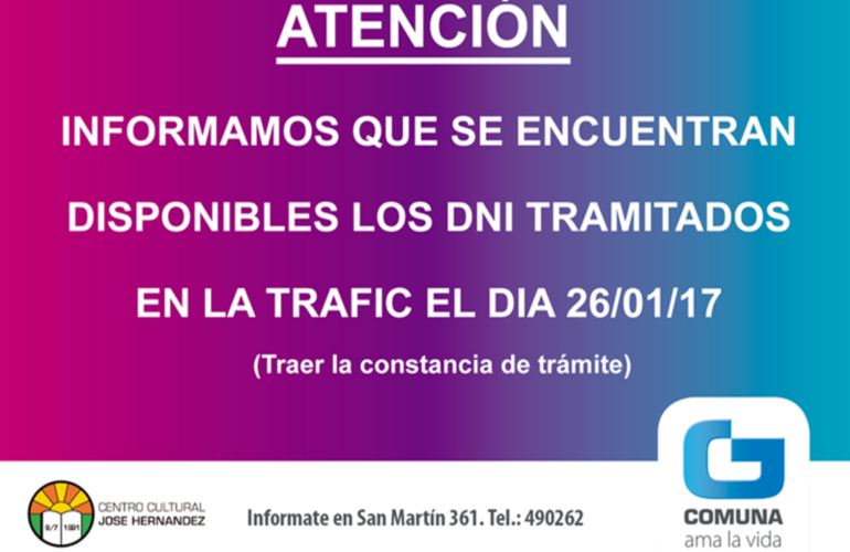 Listos para retirar. Los documentos se podrán retirar a partir del lunes próximo de 08:00 a 16:00 horas.
