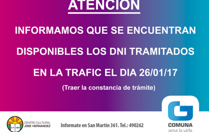 Listos para retirar. Los documentos se podr&aacute;n retirar a partir del lunes pr&oacute;ximo de 08:00 a 16:00 horas.