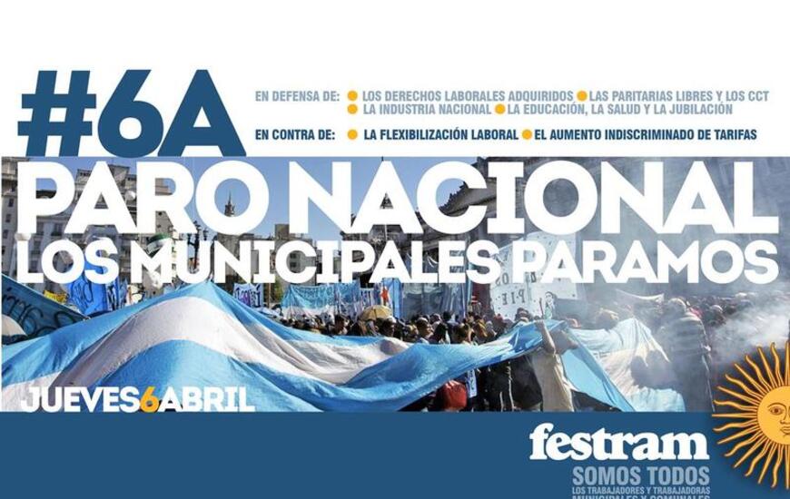 Imagen de Los municipales tambi&eacute;n adhieren al Paro de la CGT dispuesto para este jueves