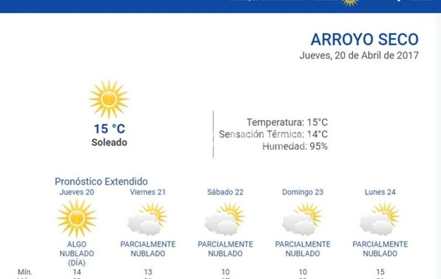 Las 24 horas. Durante todo el d&iacute;a consult&aacute; el pron&oacute;stico del tiempo en nuestro portal www.arroyodiario.com.ar