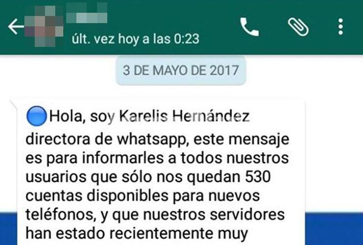 Viral. El mensaje que llega a los usuarios de WhatsApp.