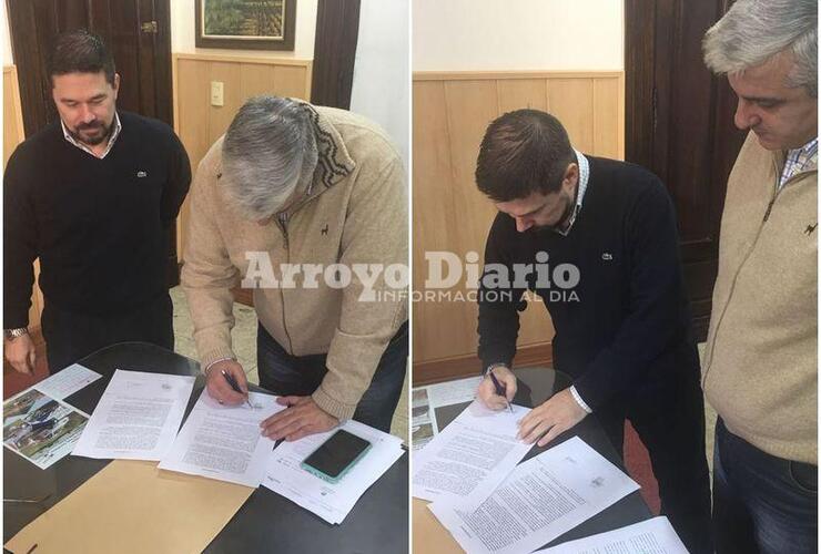 En la municipalidad. La firma del convenio se efectuó en el despacho del intendente Esper.