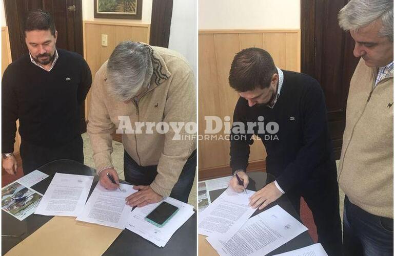 En la municipalidad. La firma del convenio se efectu&oacute; en el despacho del intendente Esper.