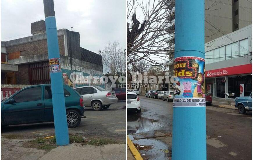 Imagen de Frenan pegatina de afiches en el centro