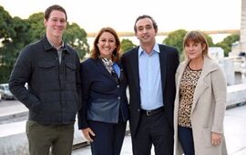 Anuncio oficial. La intendente Mónica Fein posó ayer con los tres candidatos de su lista: Pablo Javkin, Verónica Irízar y Lichu Zeno.