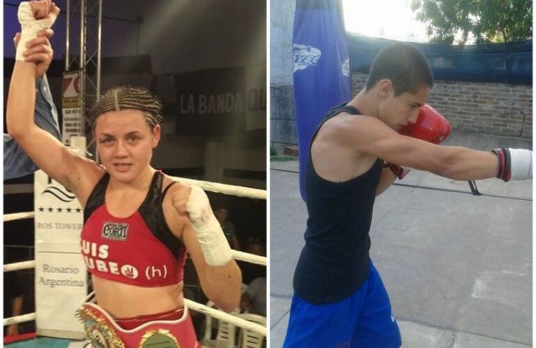 En la foto. Daniela "la Bonita" Bermúdez Campeona Mundial / Mirko Cuello, primera pelea ante su gente