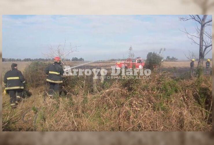 Imagen de Bomberos en incendio de pastizales