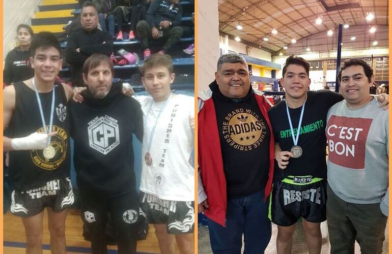 Foto 1: Kevin Enrique Medalla de Oro. En el centro el Profesor Delvecchio y Agustin Liberotti - Foto 2: El "Facha" Colazo logró Medalla de Plata