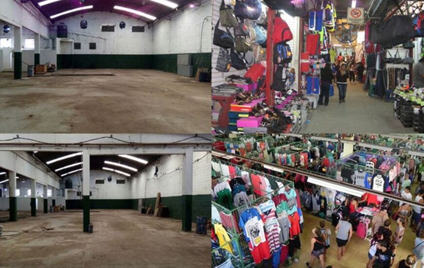 Antes y un probable despu&eacute;s. La feria cerrada se emplazar&aacute; en el predio de la ex f&aacute;brica Cirub&oacute;n, en Villa Gobernador G&aacute;lvez.