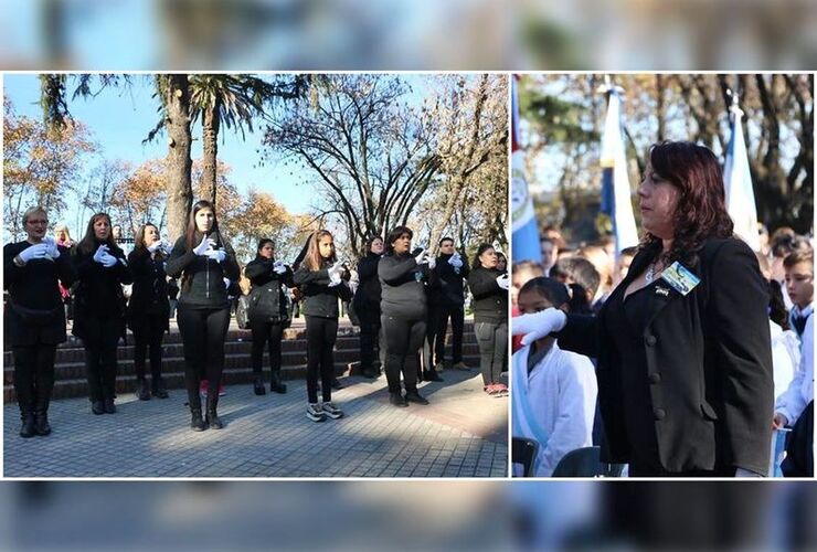 El Coro que dirige Fabiana José durante su presentación en el acto del pasado 20 de junio en la Plaza 9 de Julio. Fotos: Municipalidad de Arroyo Seco