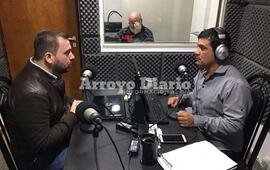 En la radio. Walter Ghione junto a Juan Pablo Broin en los estudios de 106.9